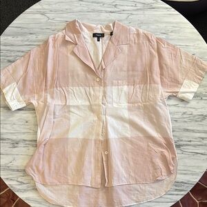 Theory Casual Pink and White Shirt